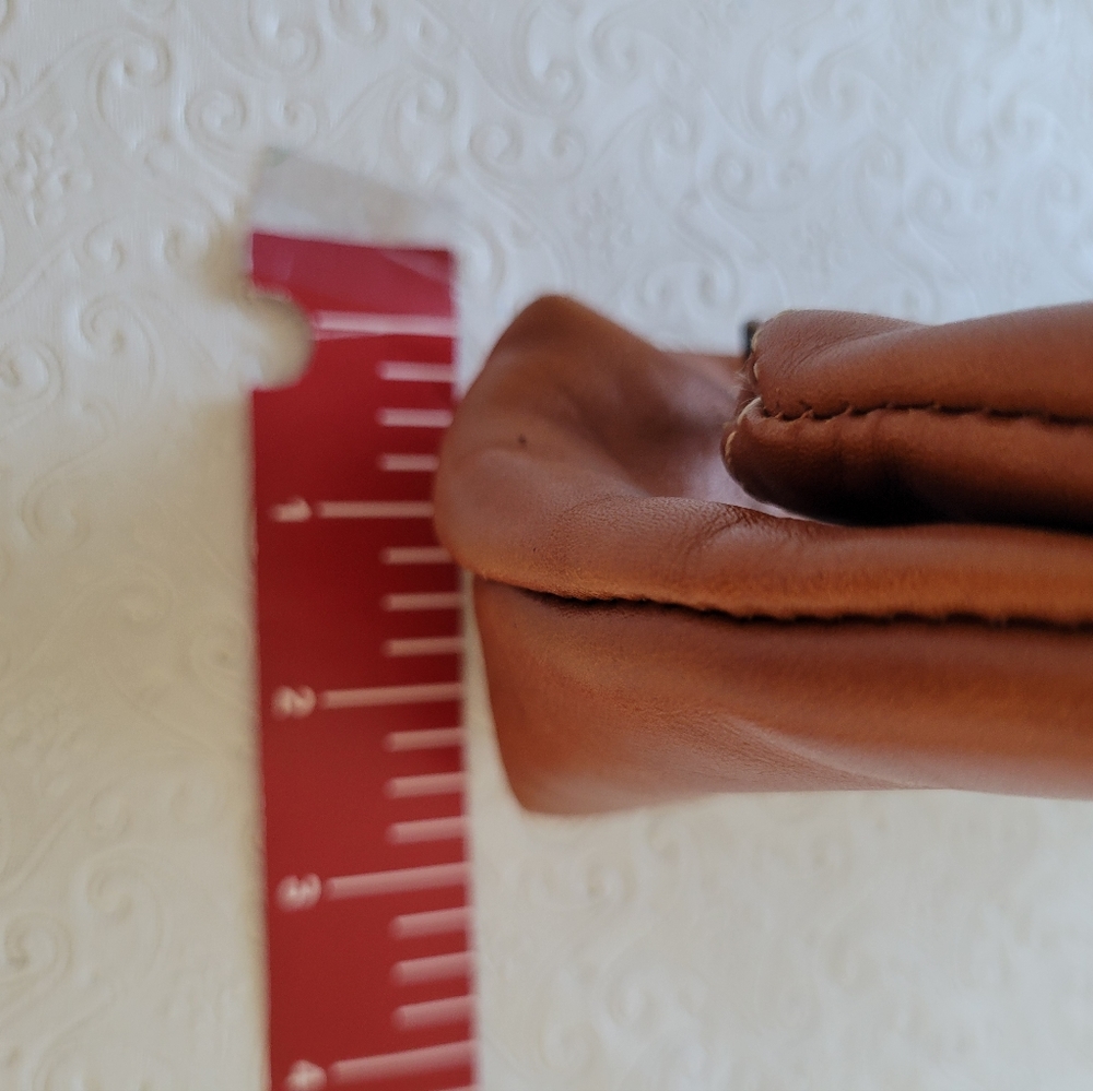 Patricia Nash tan / carmel brown Fold Over Leather Clutch Bag Purse - Picture 9 of 12